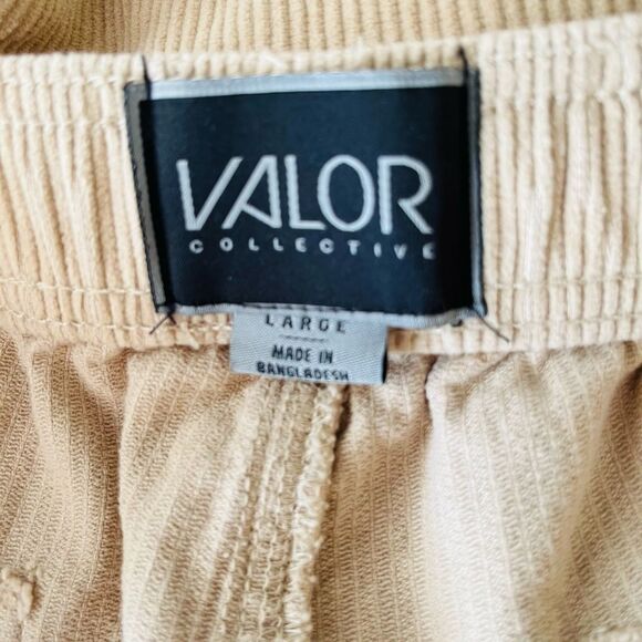 VALOR Tan Corduroy elastic waistband carpenter style Shorts size L. - Picture 5 of 5